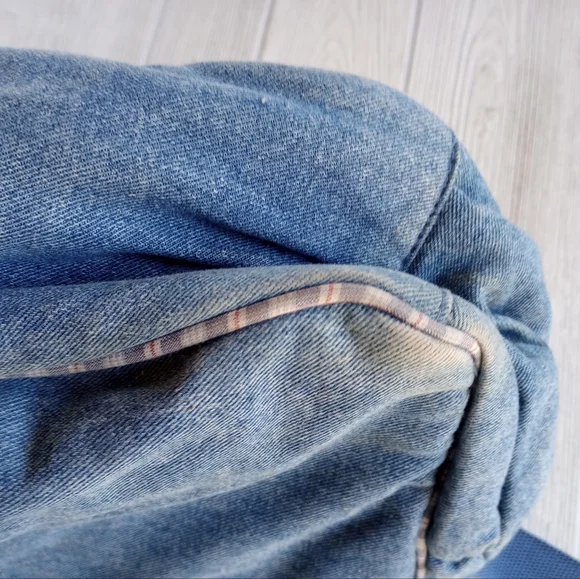 Vintage H.W. Carter & Sons Diaper Bag Denim Plaid Pockets - Picture 10 of 14